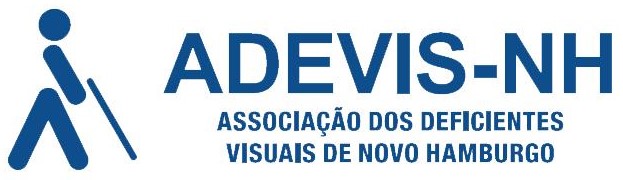 Logo da ADEVIS-NH, com o desenho de uma pessoa com bengala e a sigla ADEVIS-NH ao lado.